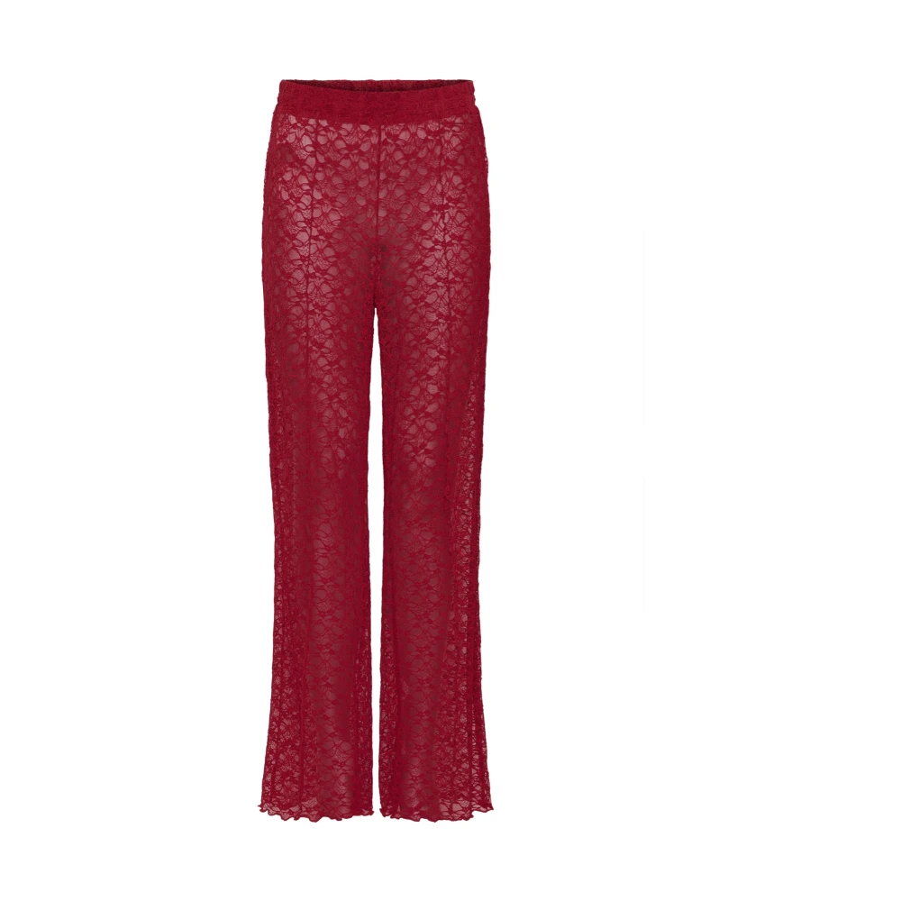 Ichi Red Wide Trousers, Female, L, Wide Trousers