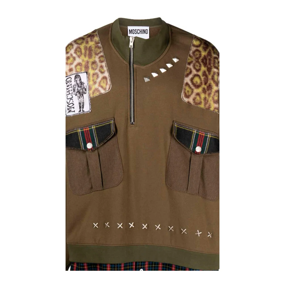 Moschino Groene Oversized Sweatshirt met Stud Detail Green Heren