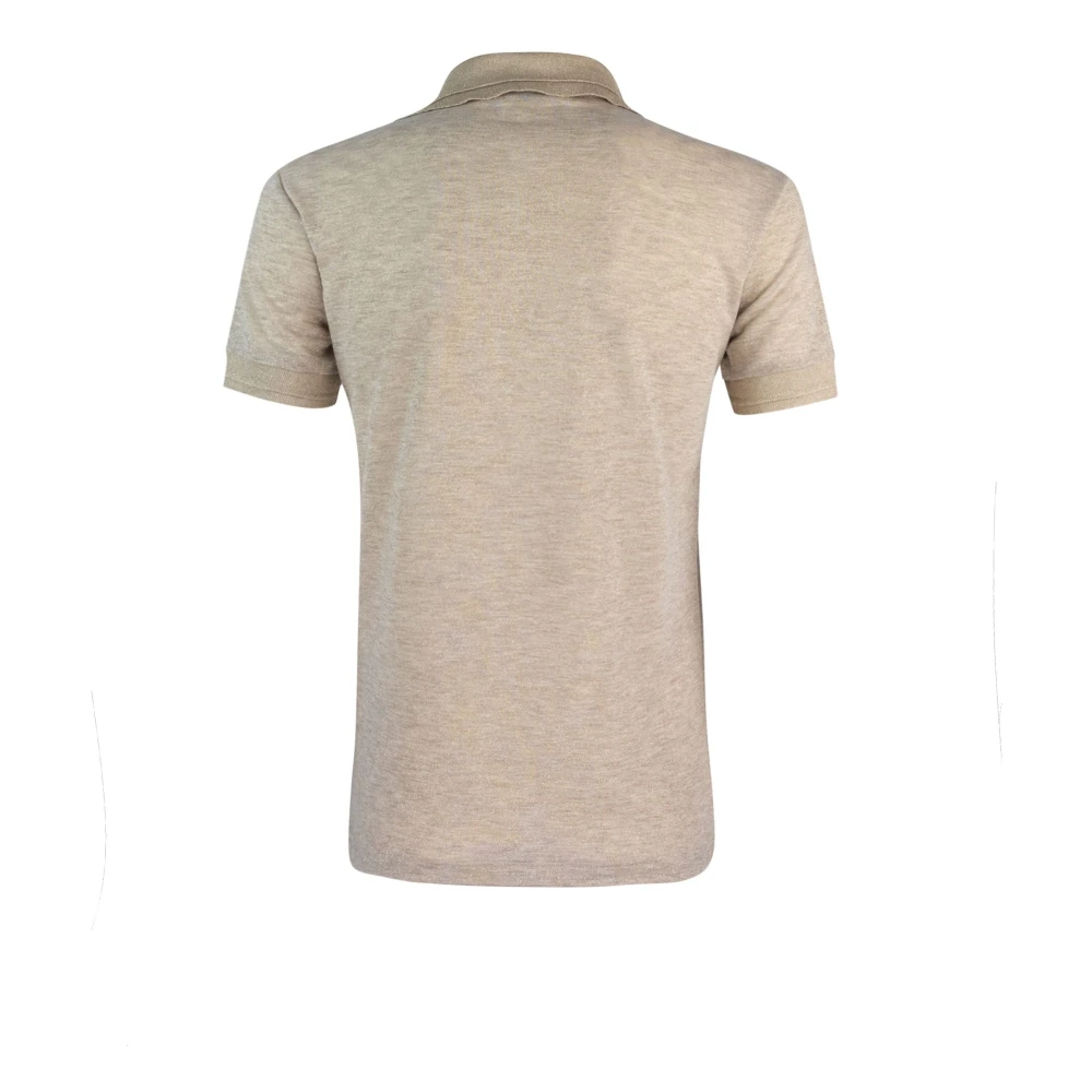 PATRIZIA PEPE Onregelmatige geribbelde polo met strass logo Beige Dames