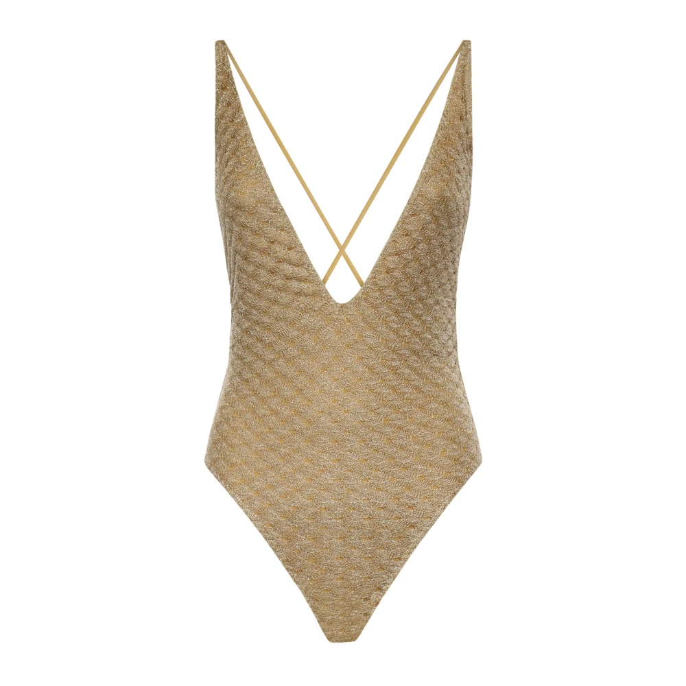 Missoni Women's Yellow One-Piece Swimsuit In Lamé Viscose With Raschel Workmanship - Swimsuits - S - Swimwear
