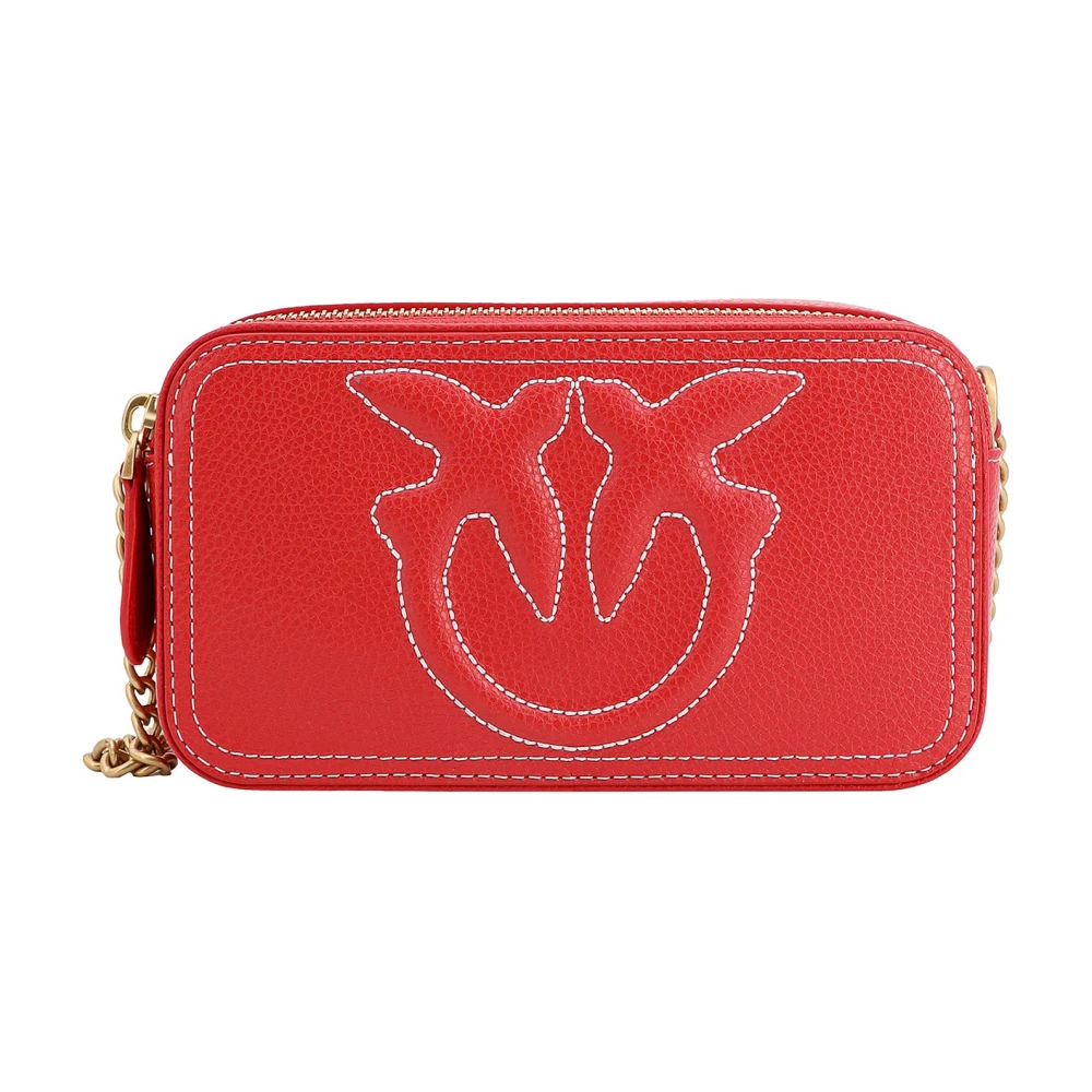 Pinko Love Birds Leren Cameratas Red Dames