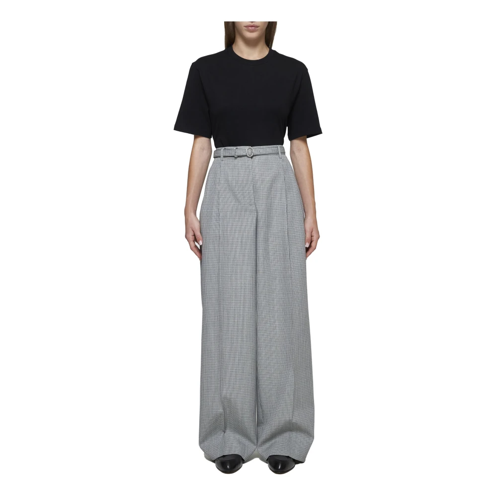Jil Sander Grijze Geruite Wollen Broek Gray Dames
