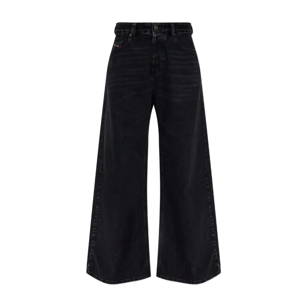 Diesel Women's Black Trousers - Wide Jeans - W25 - Jeans