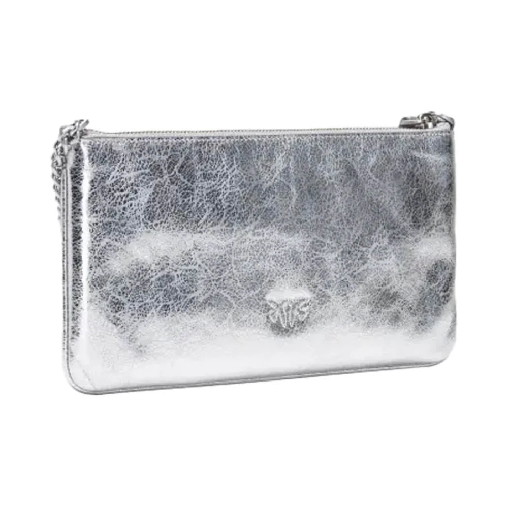 pinko Gelamineerde leren clutch met band Gray Dames
