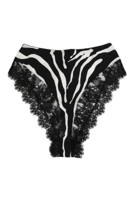 Zebra Print Spets Hög Midja Underkläder