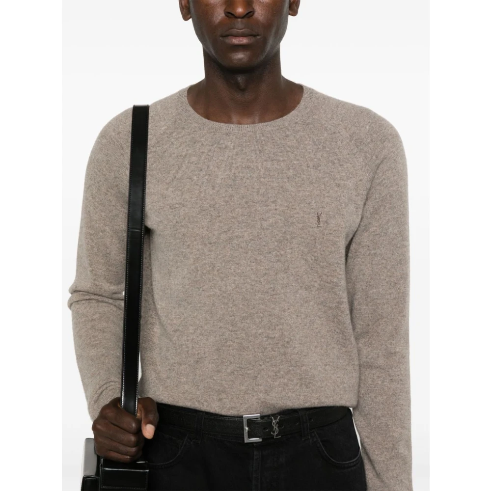 Saint Laurent Beige Crewneck Cashmere Sweater Beige Heren