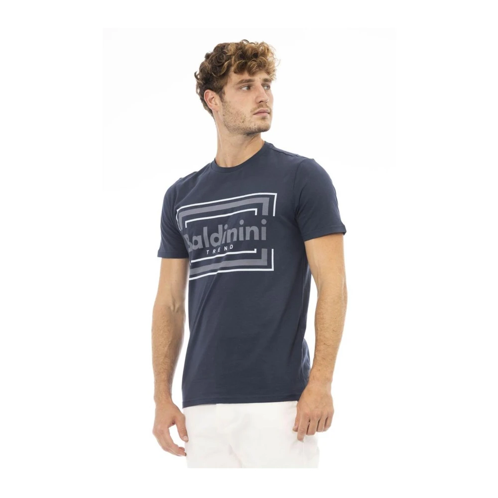 Baldinini Blauw Katoenen T-shirt met Ronde Hals Blue Heren