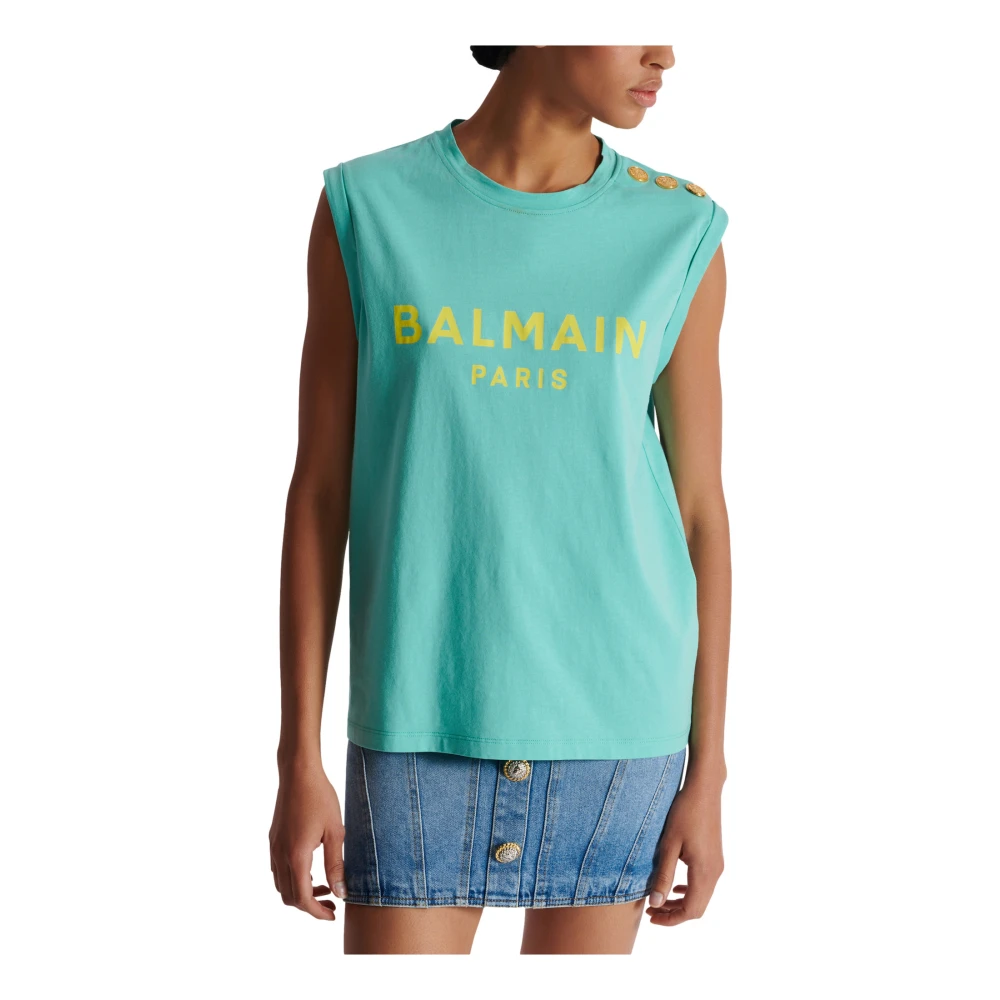 Balmain Paris tank top Blue Dames