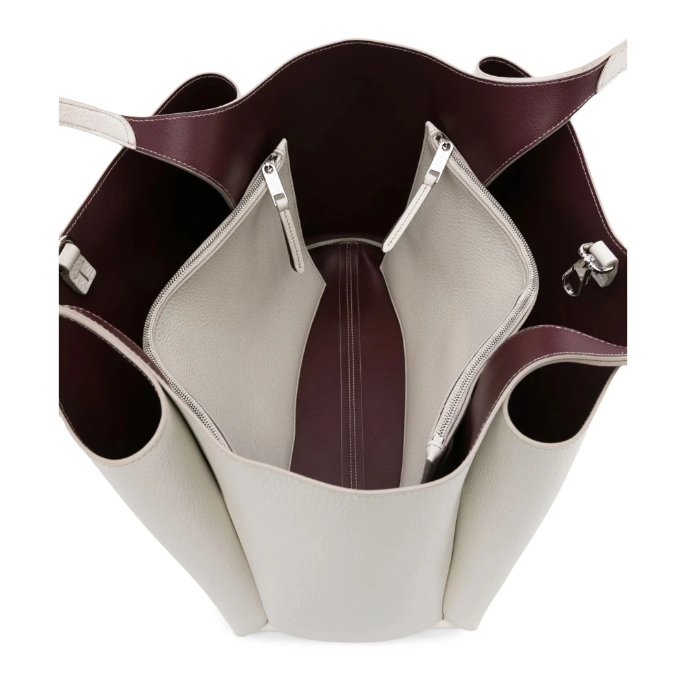 TOD'S Witte Leren Medium Tas met T Tijdloos Accessoire White Dames