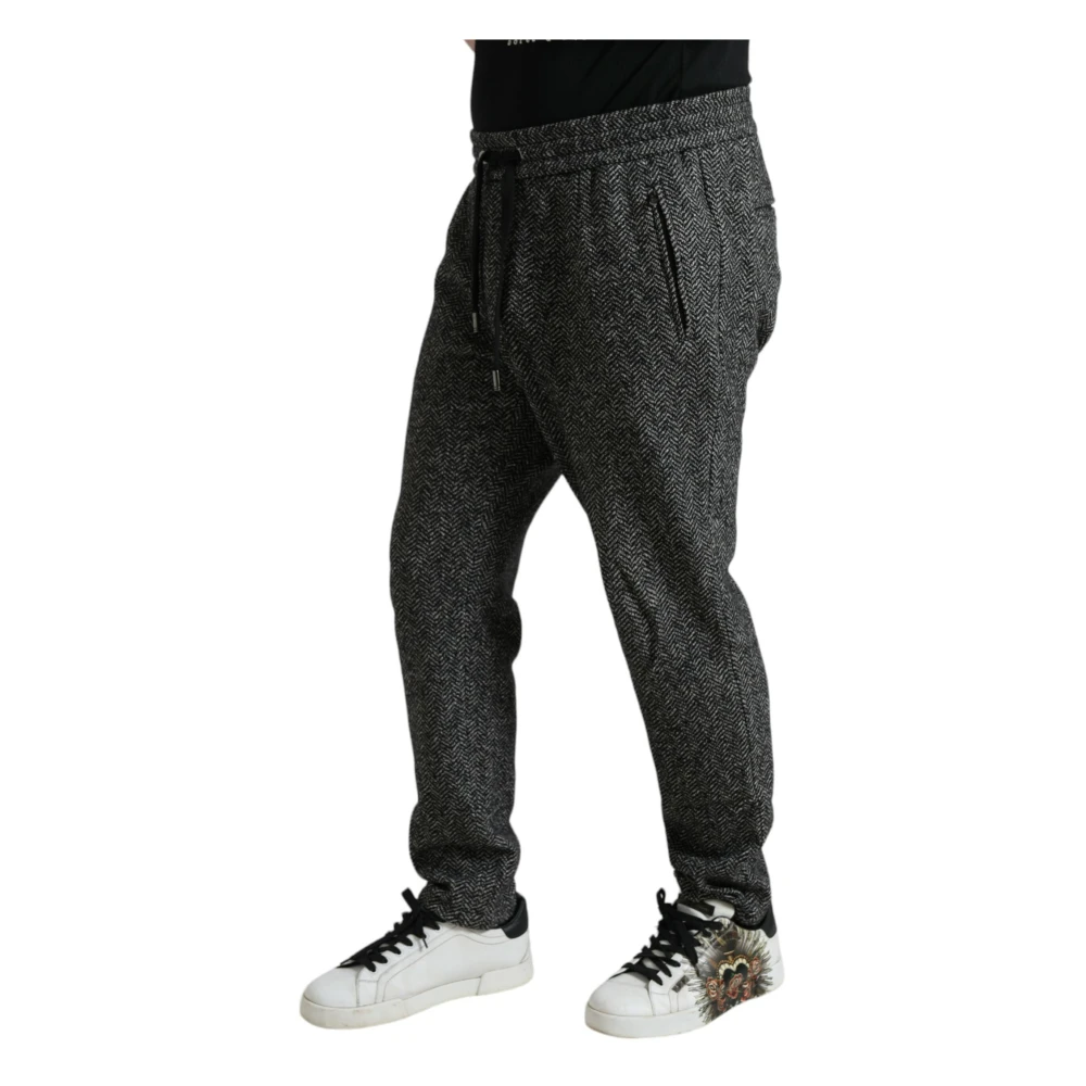 Dolce & Gabbana Elegante donkergrijze joggingbroek van wolmix Gray Heren