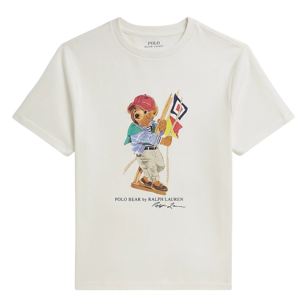 Ralph Lauren Boys White Kids Short Sleeve T-Shirts, 10 Y, Polo Bear Jersey T-Shirt