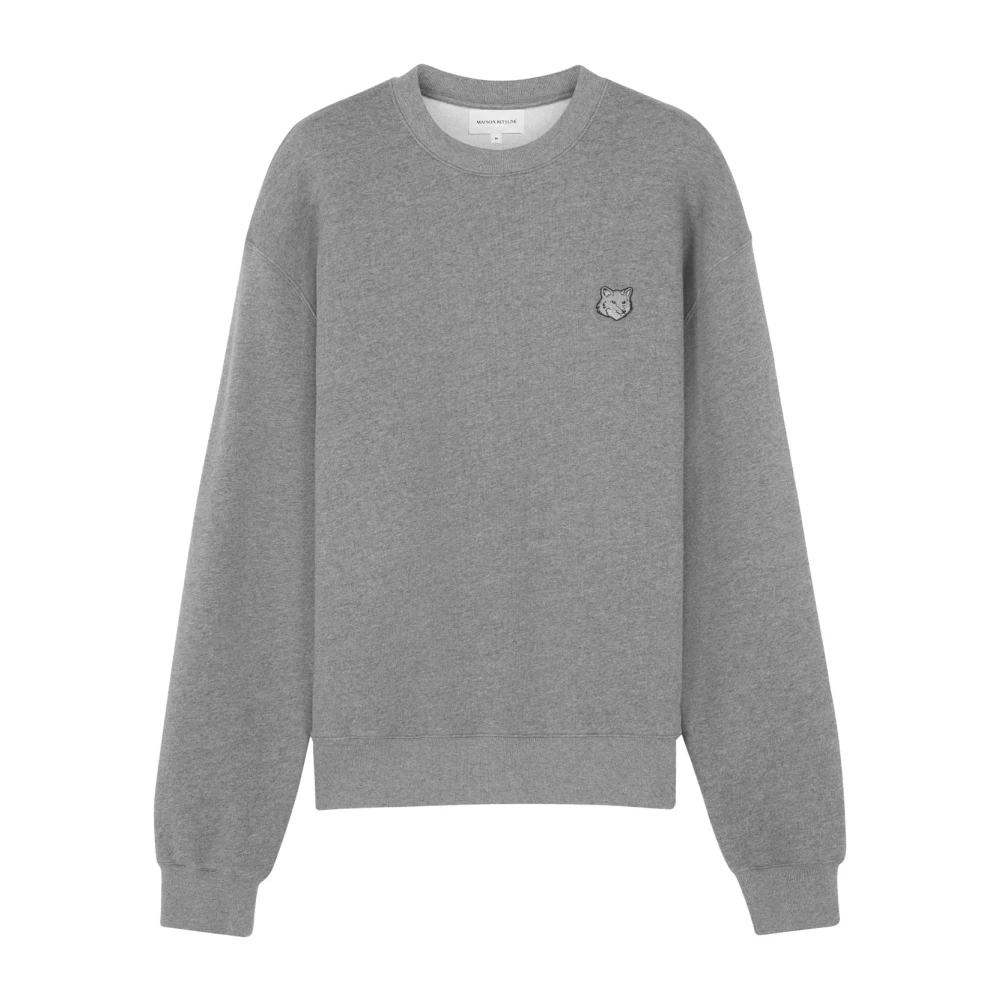 Maison Kitsuné Geborduurde Foxy Patch Katoenen Sweatshirt Gray Heren