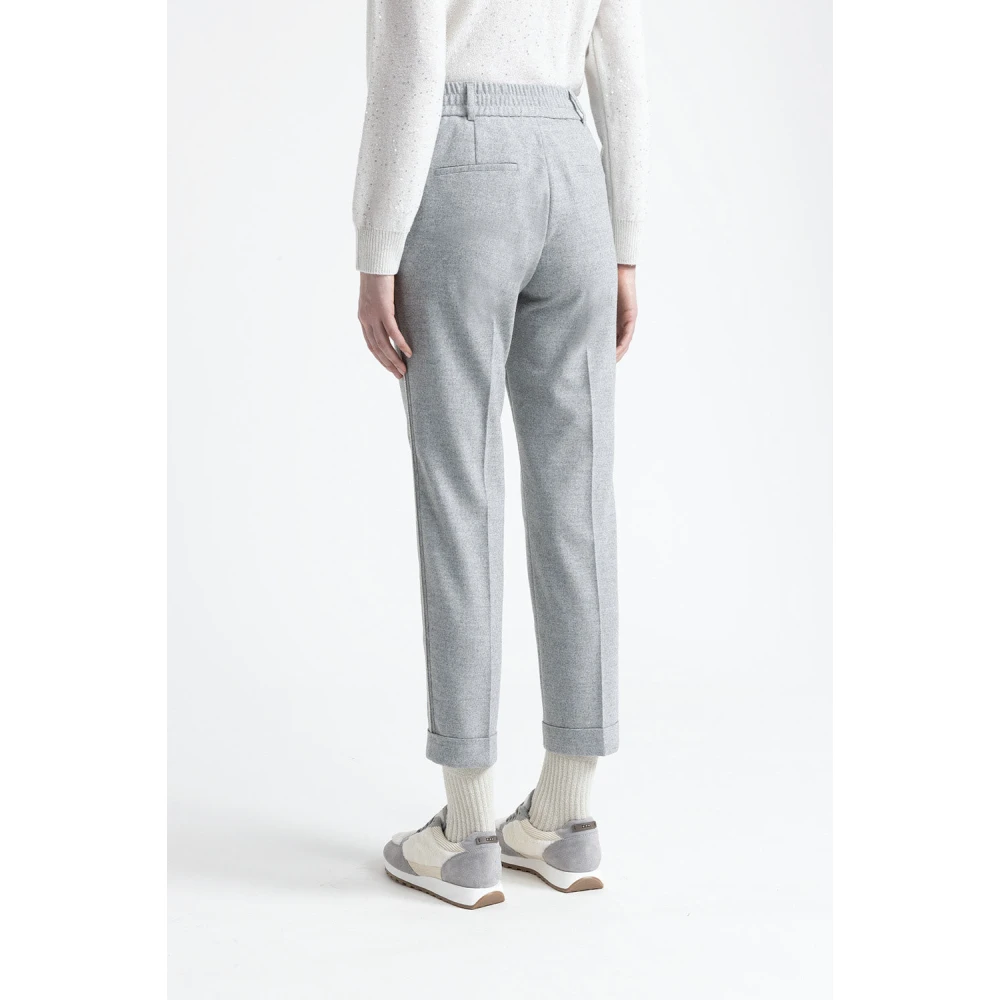 PESERICO Wol en viscose sigarettenbroek Gray Dames