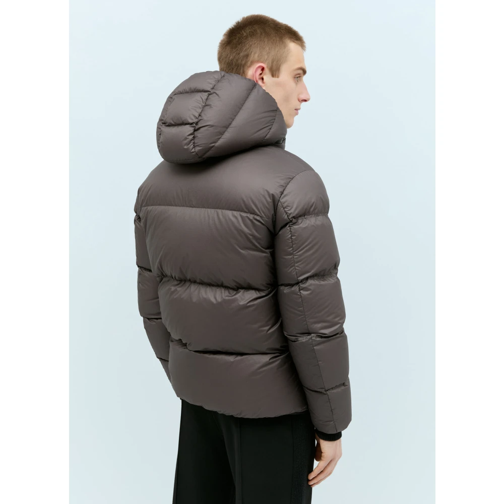 Moncler Ripstop Donsjack met Afneembare Capuchon Brown Heren