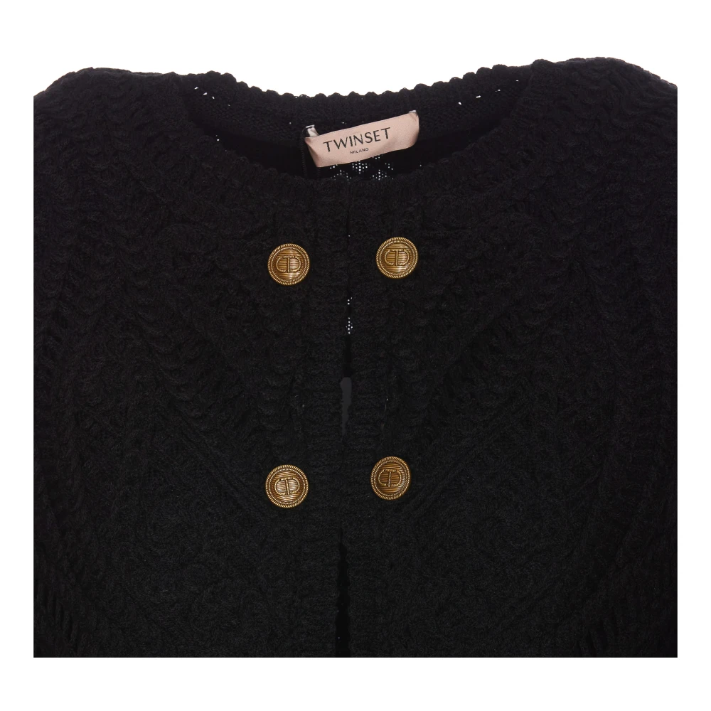 Twinset Zwarte Vest met Frontale Knopen Black Dames