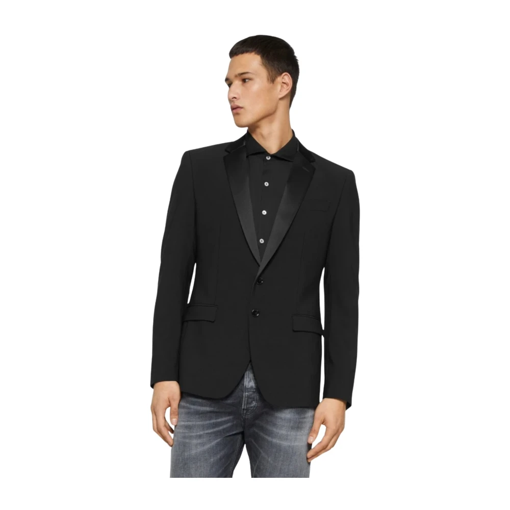Dondup Wollen Single-Breasted Blazer Black Heren