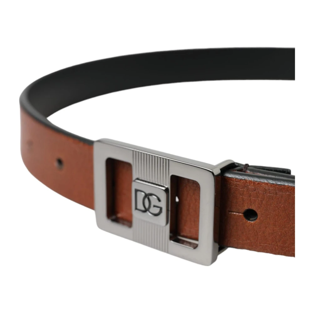 Dolce & Gabbana Donkerbruine Leren Riem met Metalen Gesp Brown Dames