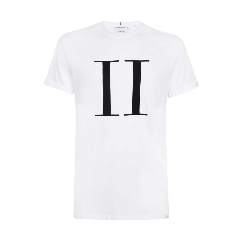 Les Deux Katoenen Crew-Neck T-Shirt met Geribbelde Halslijn White Heren