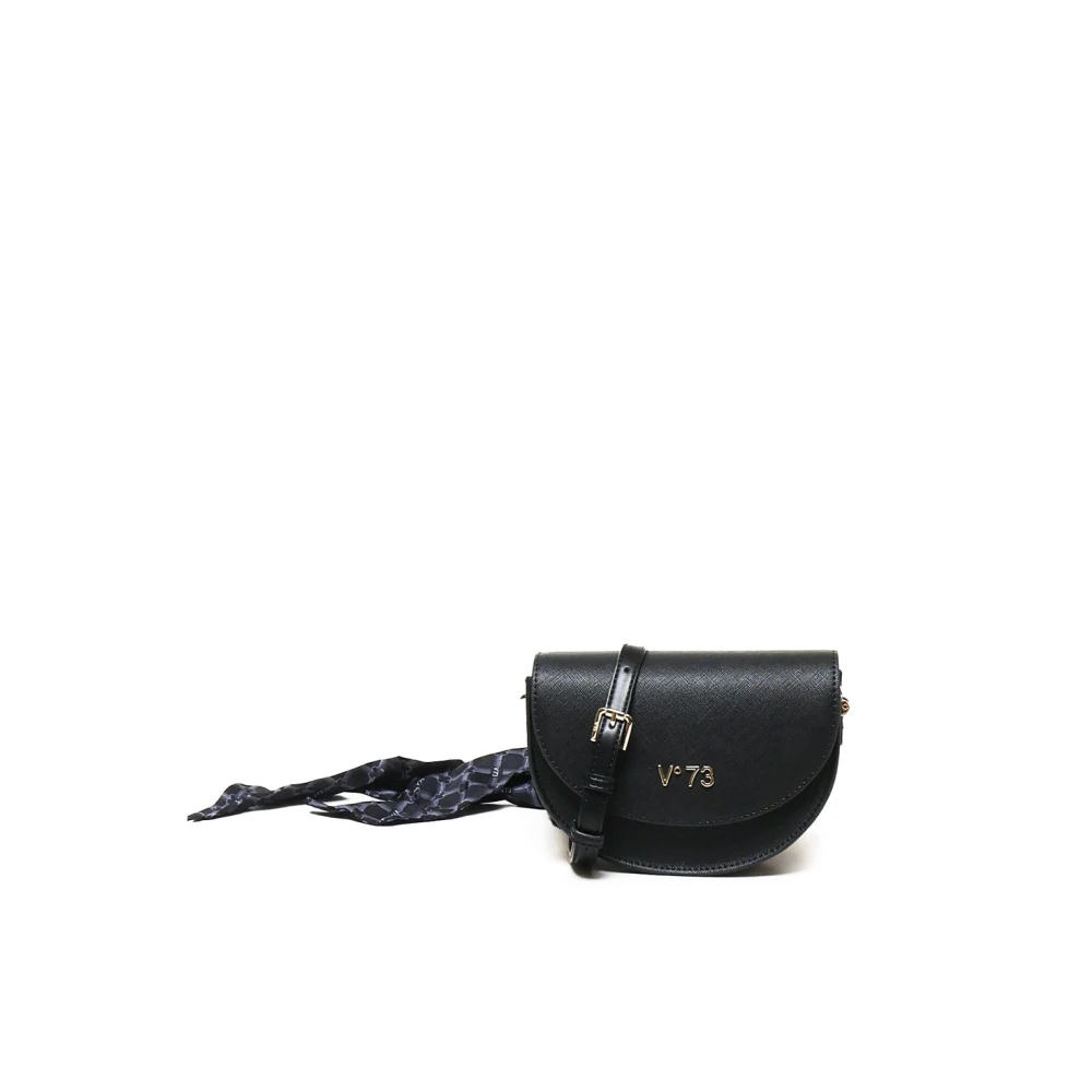 V73 Zwarte Ecoleer Schoudertas met Logo Black Dames