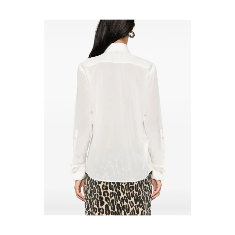 Mazzarelli Witte Zijde Blend Georgette Crepe Overhemd White Dames
