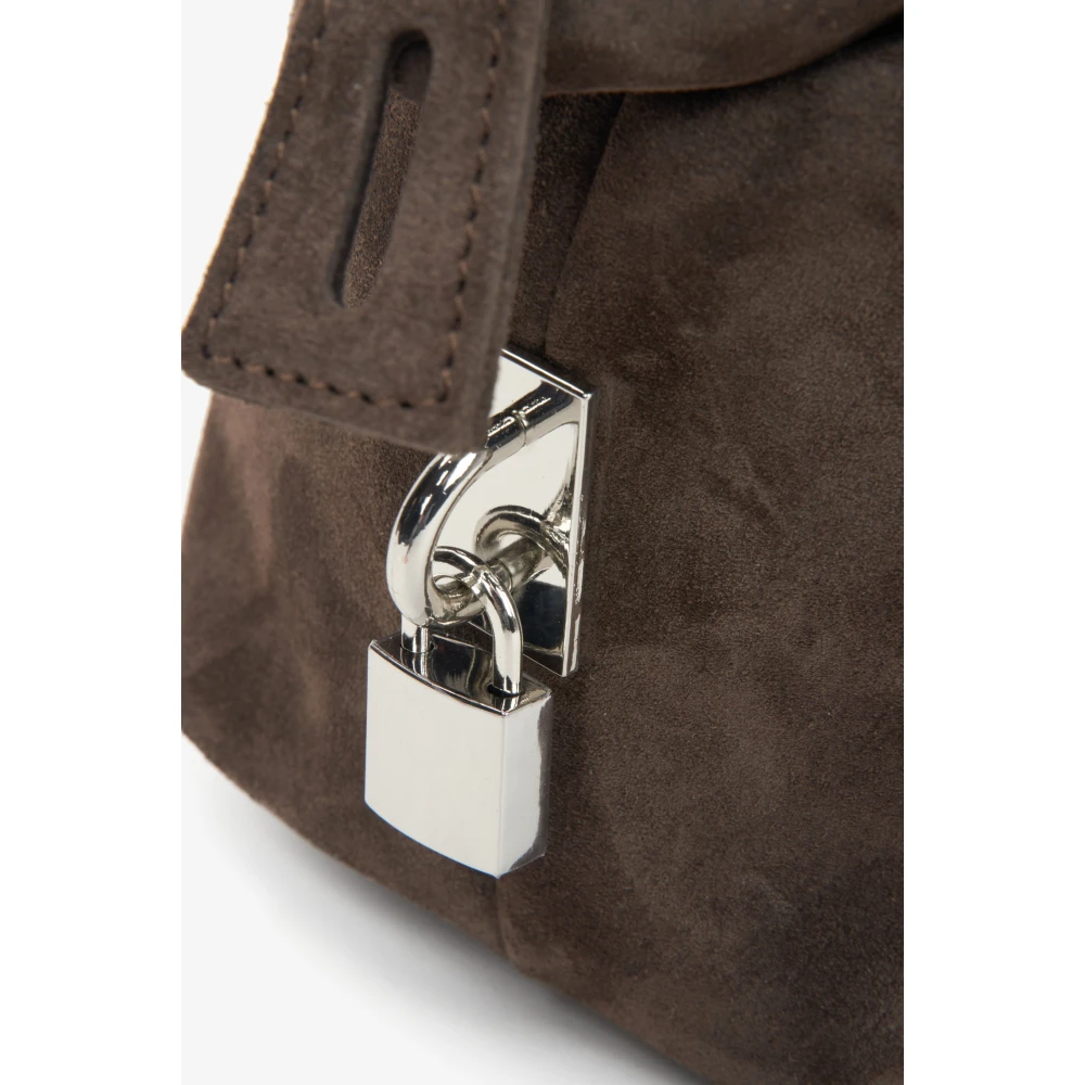 Estro Donkerbruine Satchel Handtas voor Vrouwen gemaakt van Premium Italiaans Echt Velours Brown Dames