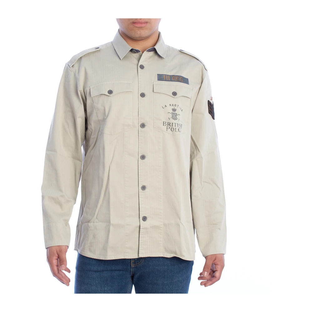 LA MARTINA Militair geïnspireerd overhemd met lange mouwen Beige Heren