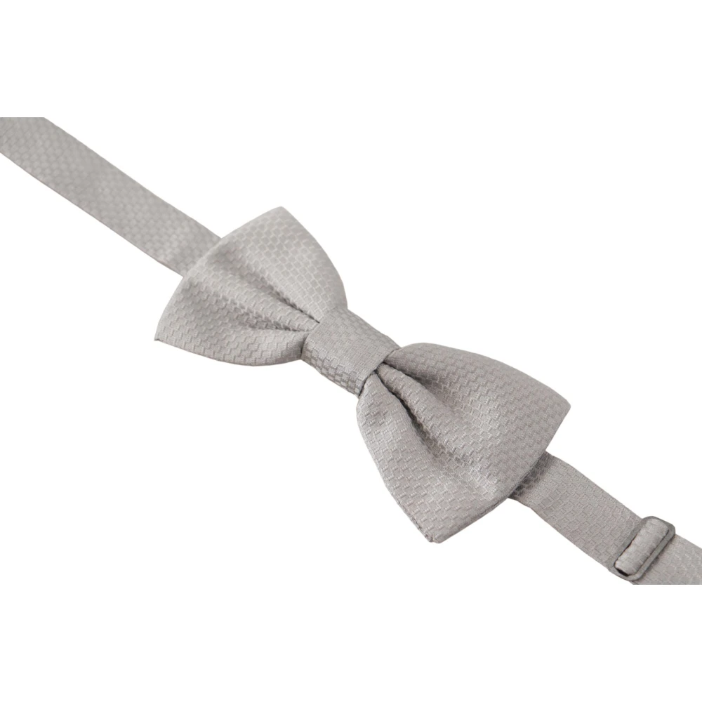Dolce & Gabbana Elegante Grijze Zijden Vlinderdas Gray Heren
