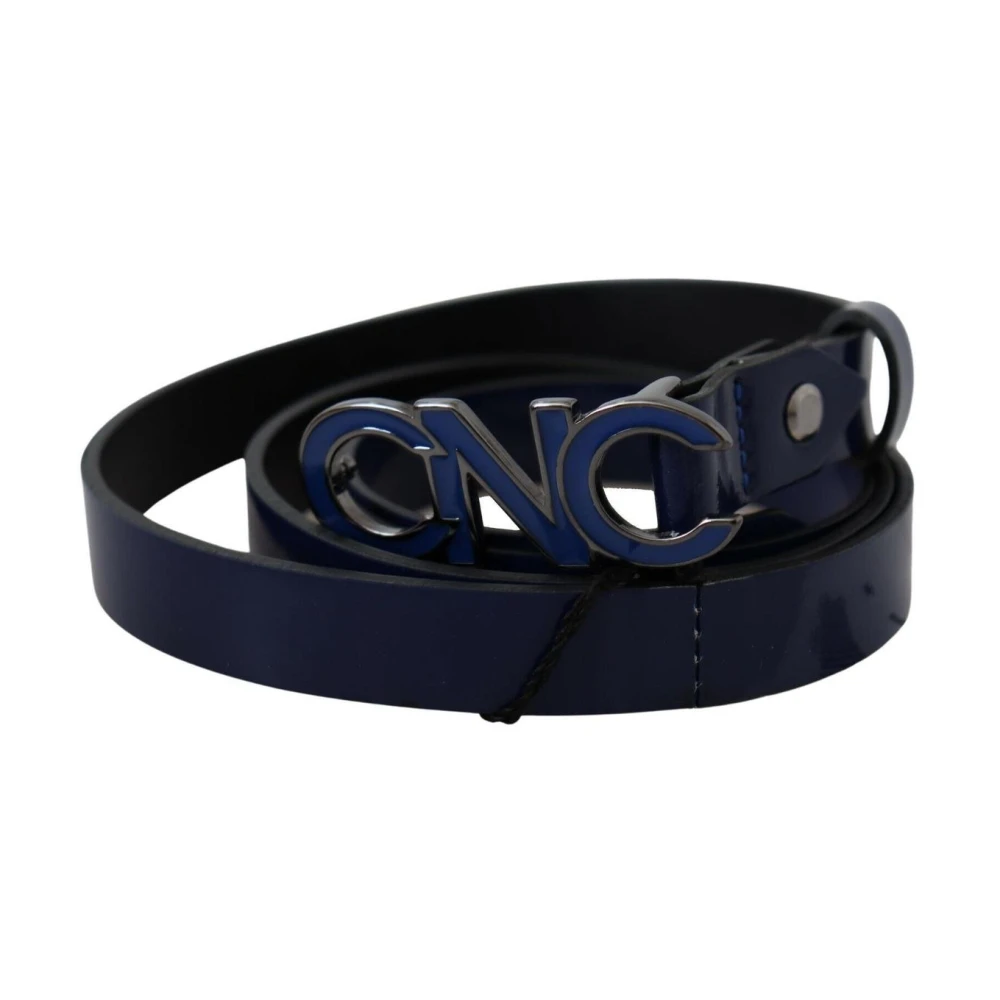 Costume National Men's Blue Belts, 85 Cm, Leather Fashion Belt With Logo