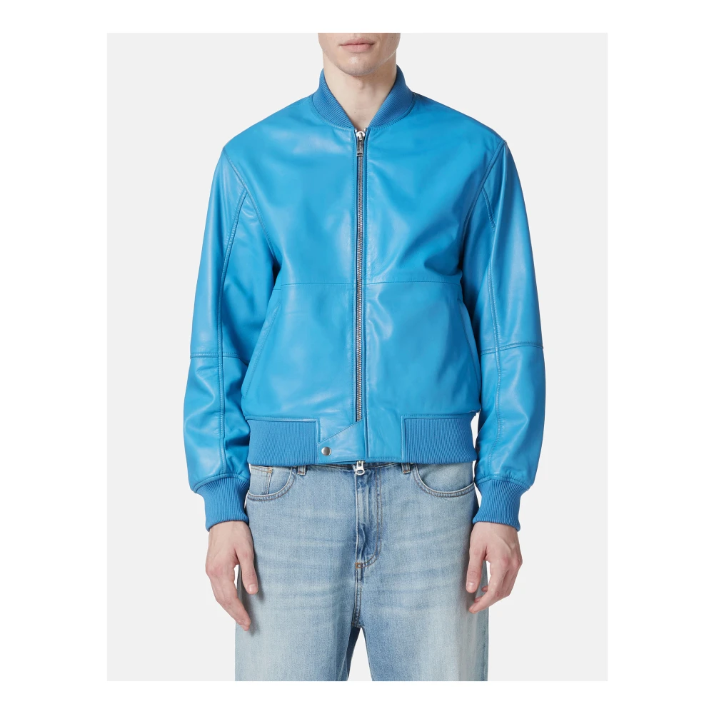 Iceberg Kobalt nappa jas met schaduwbehandeling en logo Blue Heren