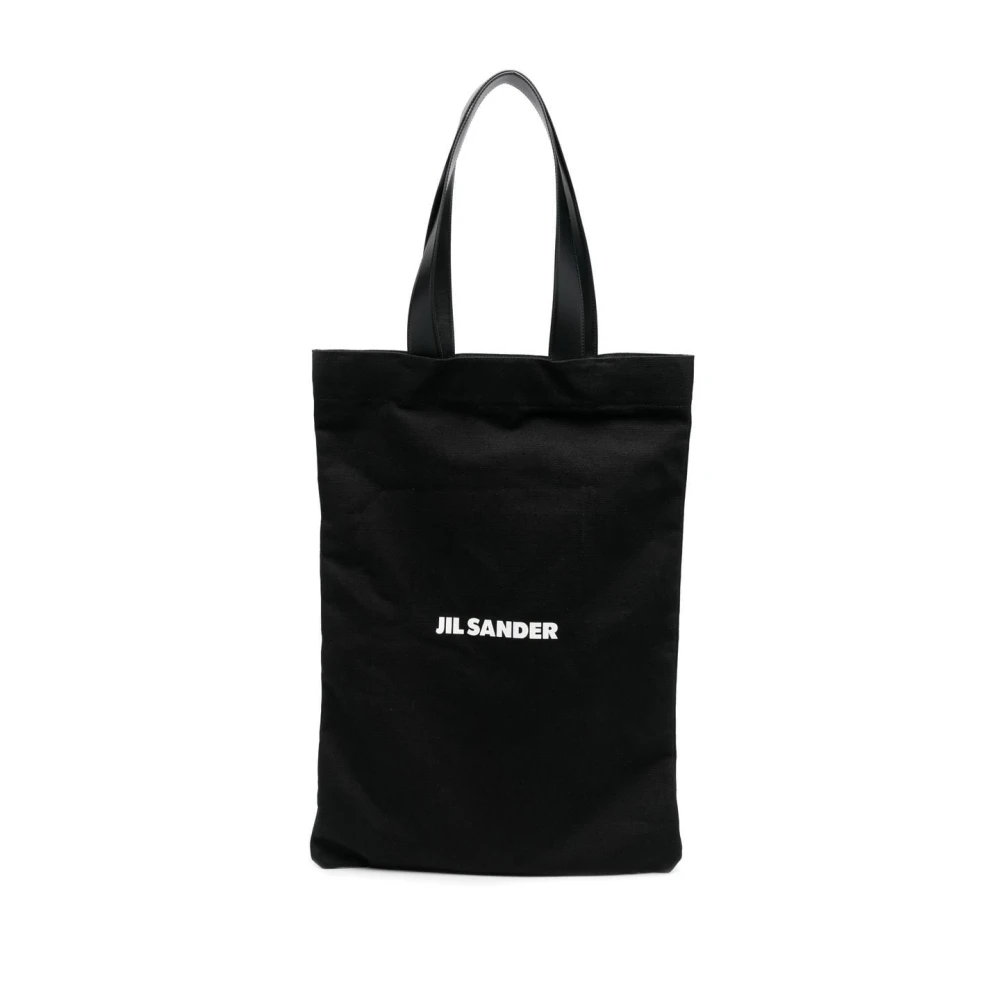Jil Sander Zwarte katoenen en linnen tote tas Black Unisex