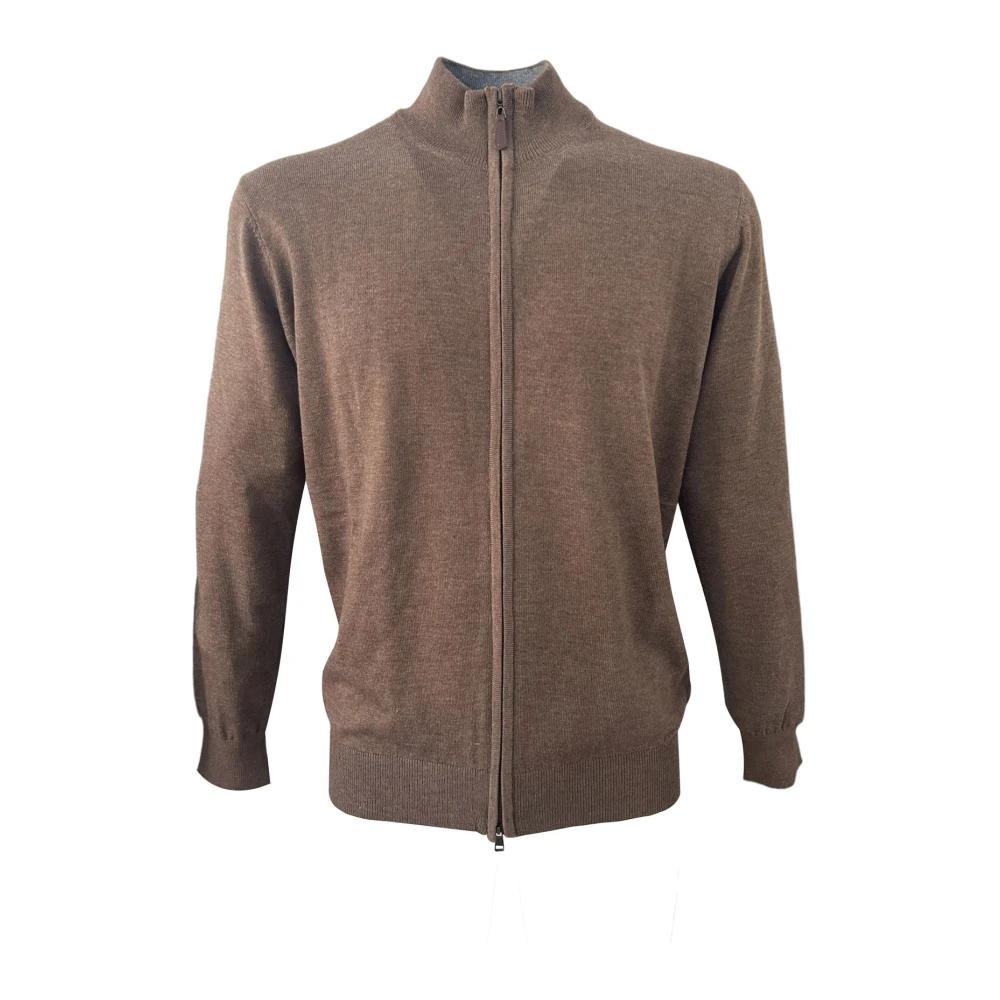 Cashmere Company Men's Brown Zip Jumper - Cardigans - Xl - Knitwear