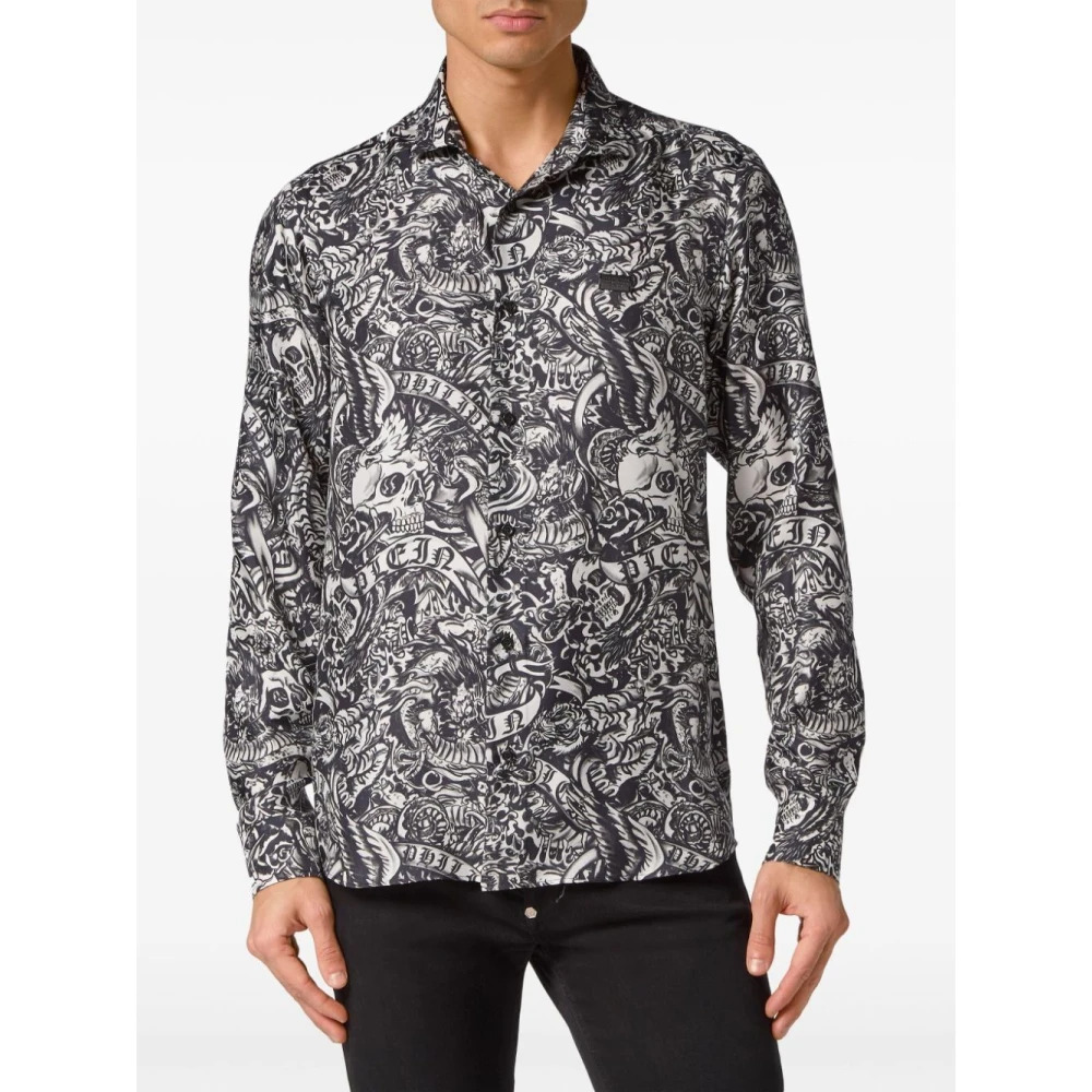 Philipp Plein Zwarte Casual Shirt voor Mannen Black Heren