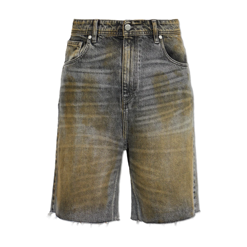 44 Label Group Men's Gray Vintage-Effect Denim Shorts