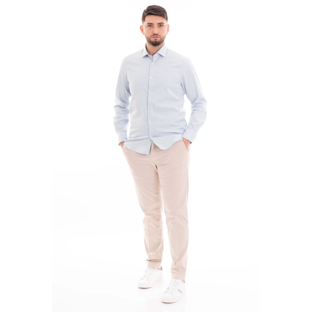 Tommy Hilfiger Flex Poplin Streep Overhemd Blue Heren