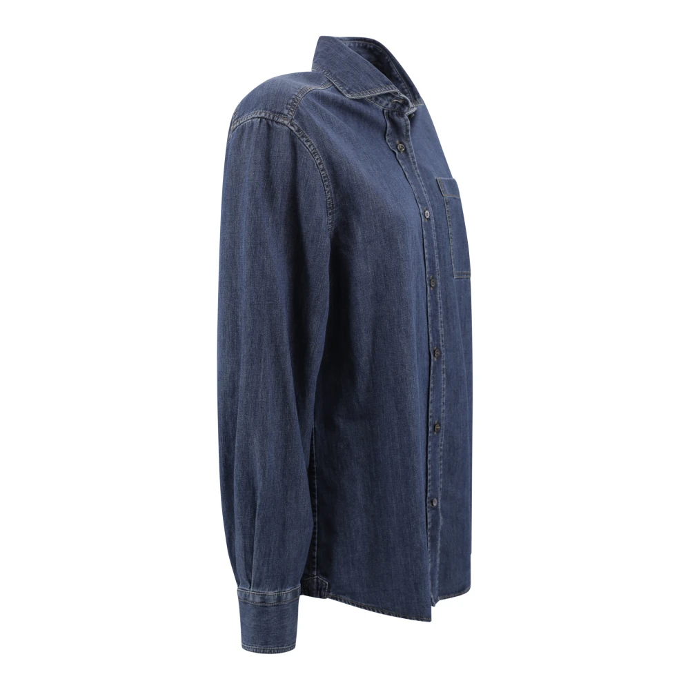 BRUNELLO CUCINELLI Denim Overhemden met Monili Kettingdetail Blue Dames