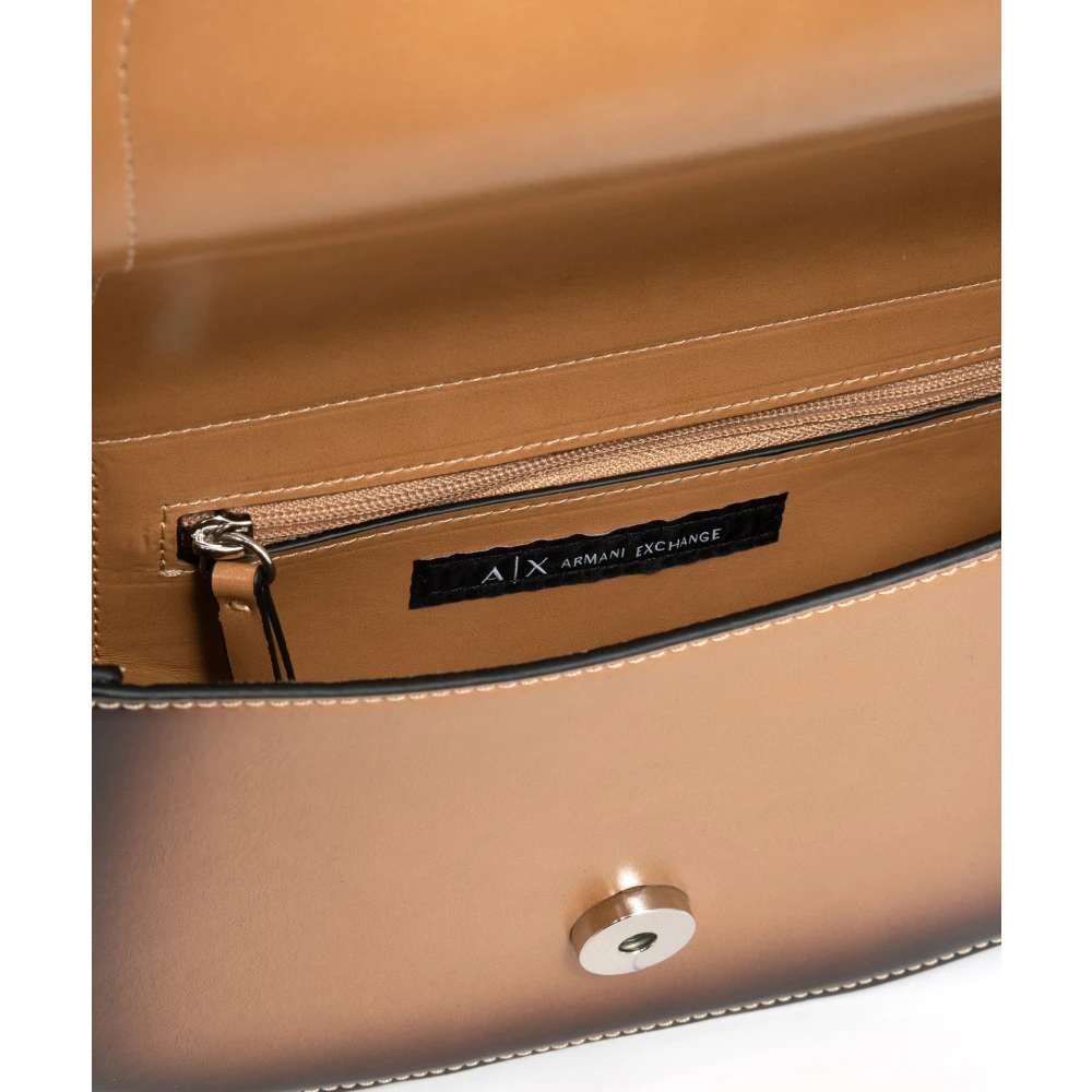 Armani Exchange Stijlvolle Verstelbare Schouderriem Handtas met Rits Brown Dames