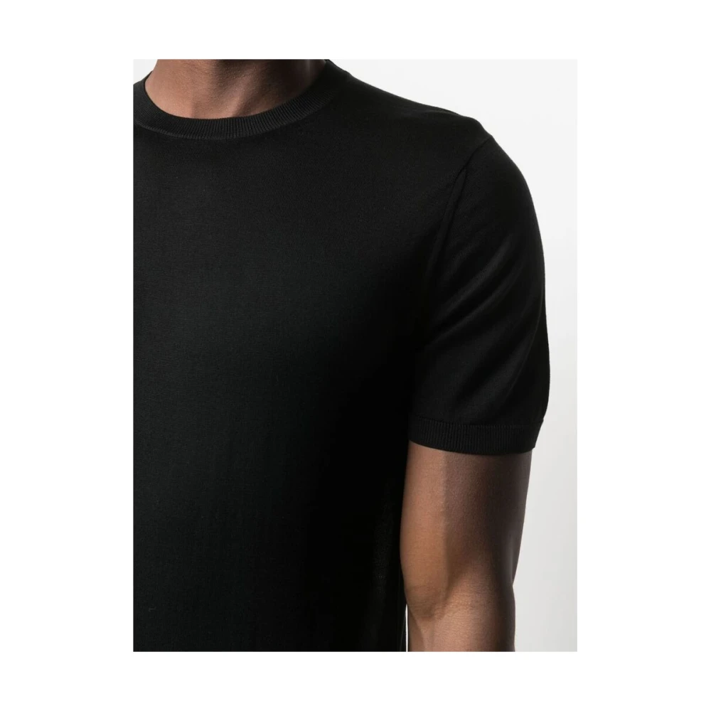 Mauro Ottaviani Zwart Zijden Geribbelde T-Shirt Black Heren