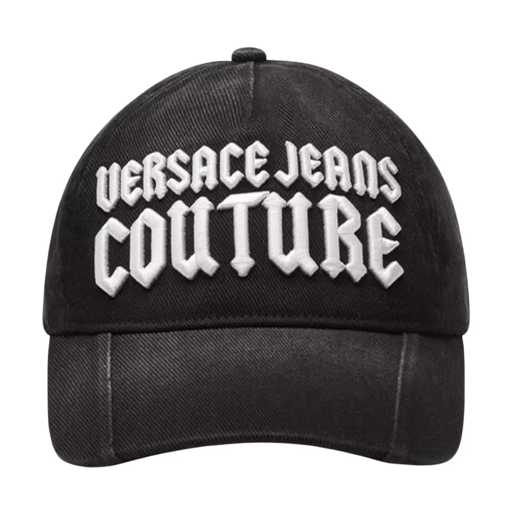 Versace Jeans Couture Gotische geborduurde klep hoed Black Unisex