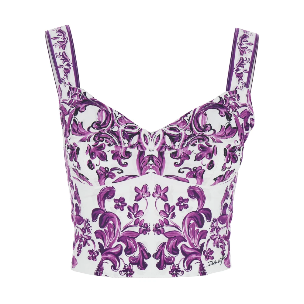 Dolce & Gabbana Women's Purple Sleeveless Tops, M, Bustier Top