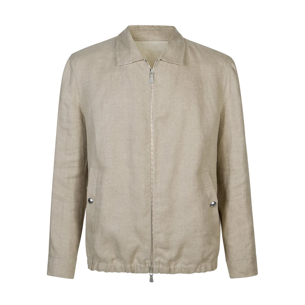 Eleventy Mannelijk Beige Jassen Heren, Xl, Linnen, Giubbino Full Zip