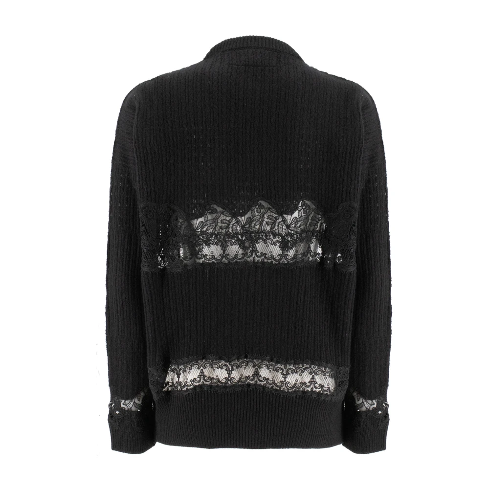 Ermanno Scervino Elegante Kantgebreide Trui Black Dames