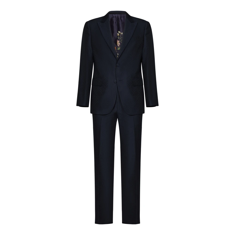 ETRO Single Breasted Suits Blue Heren