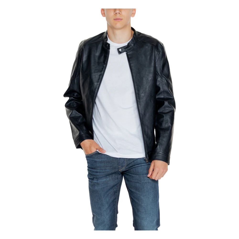 jack & jones Stijlvolle Heren PU Jas Black Heren