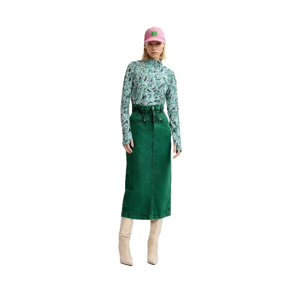 Essentiel Antwerp Grootste Denim Rok Groen Gewassen Green Dames