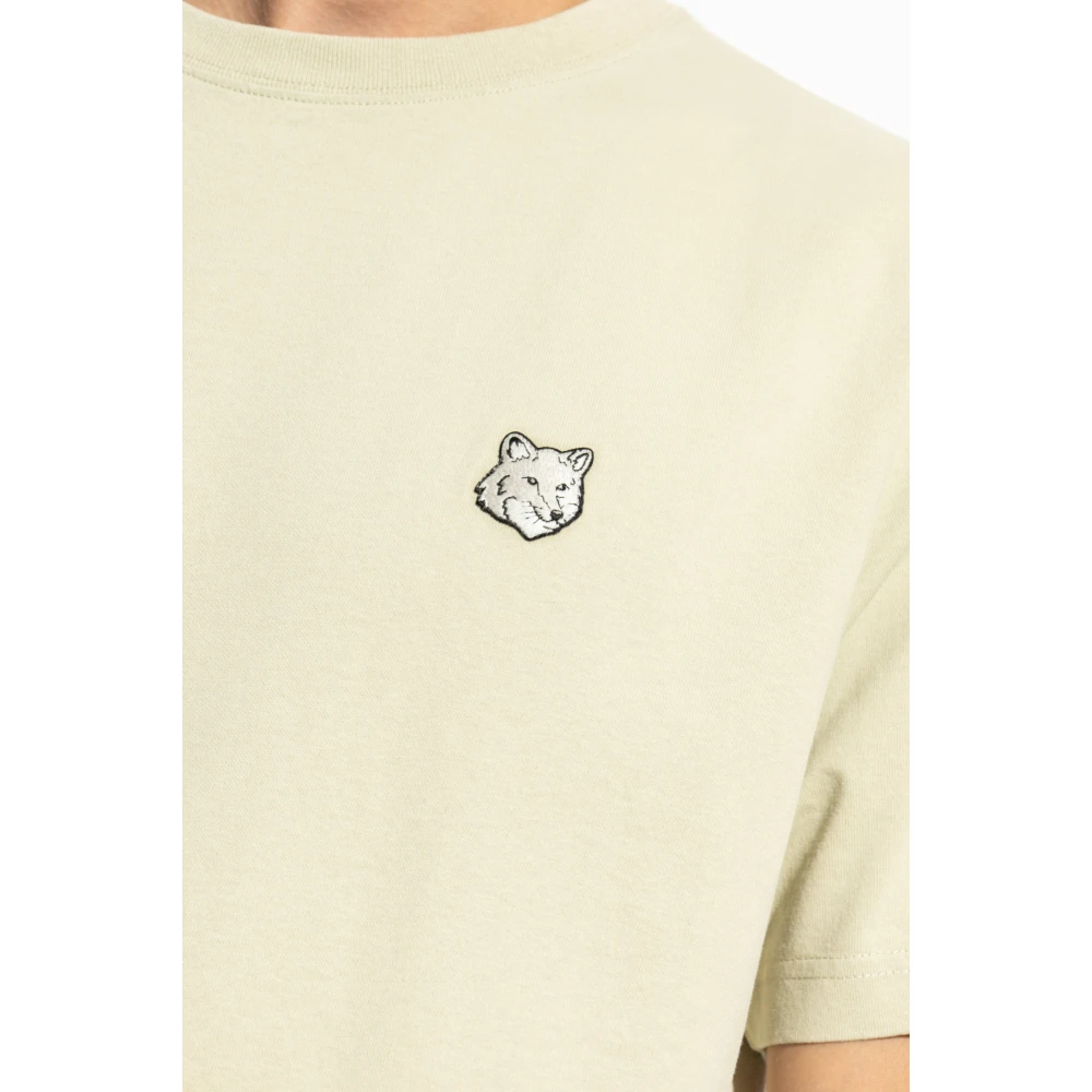 Maison Kitsuné T-shirt met logopatch Beige Heren