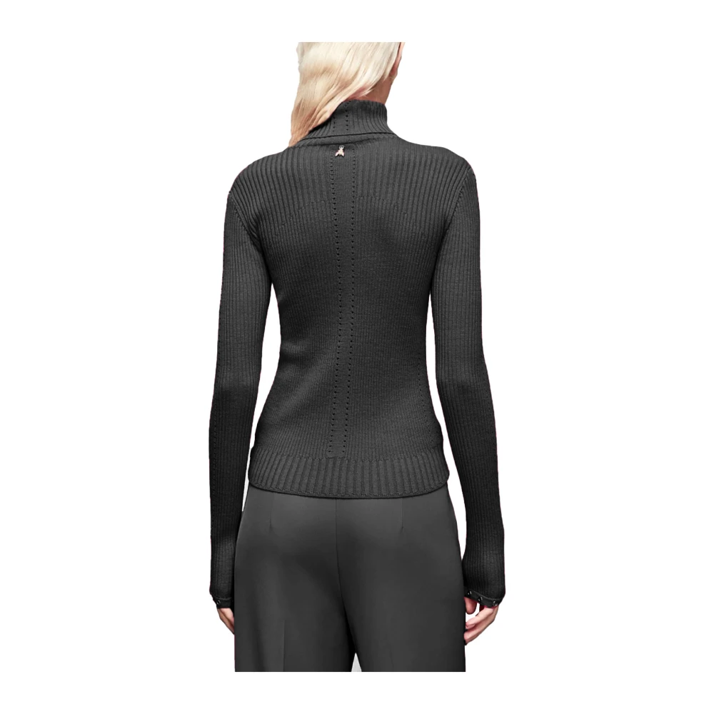PATRIZIA PEPE Zwarte Trui met Metalen Details Black Dames