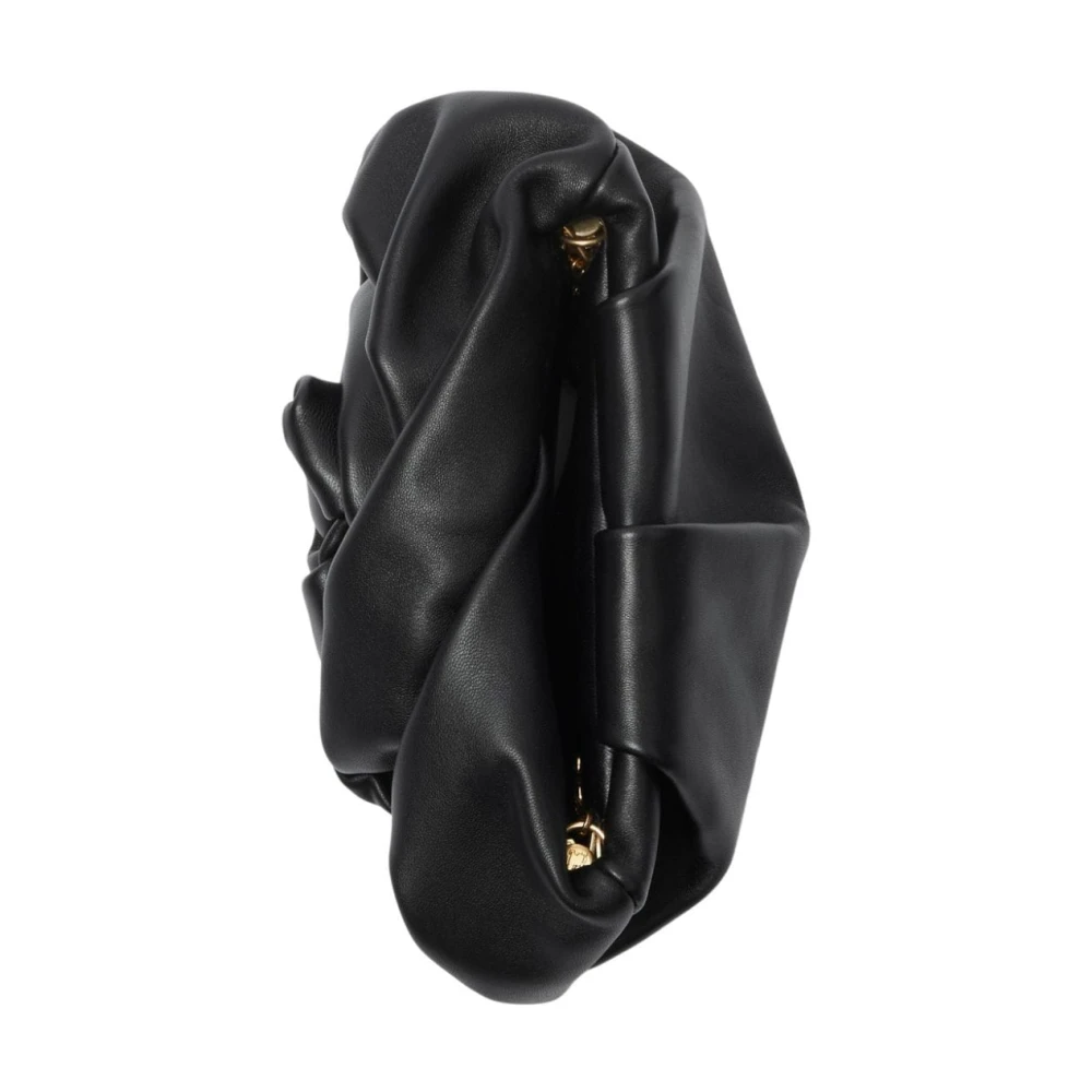 Burberry Zwarte Lamshuid Rozen Detail Schoudertas Black Dames
