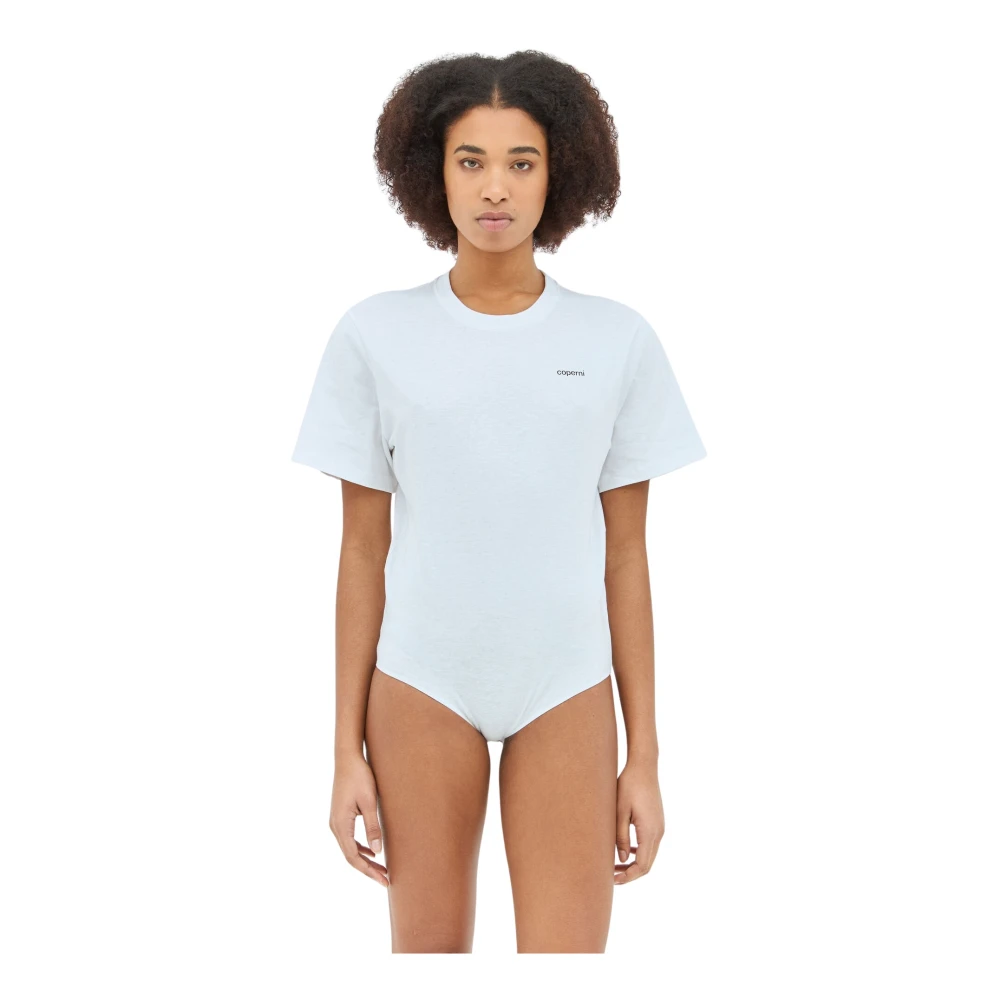 Coperni Crewneck Bodysuit met Logo Print White Dames