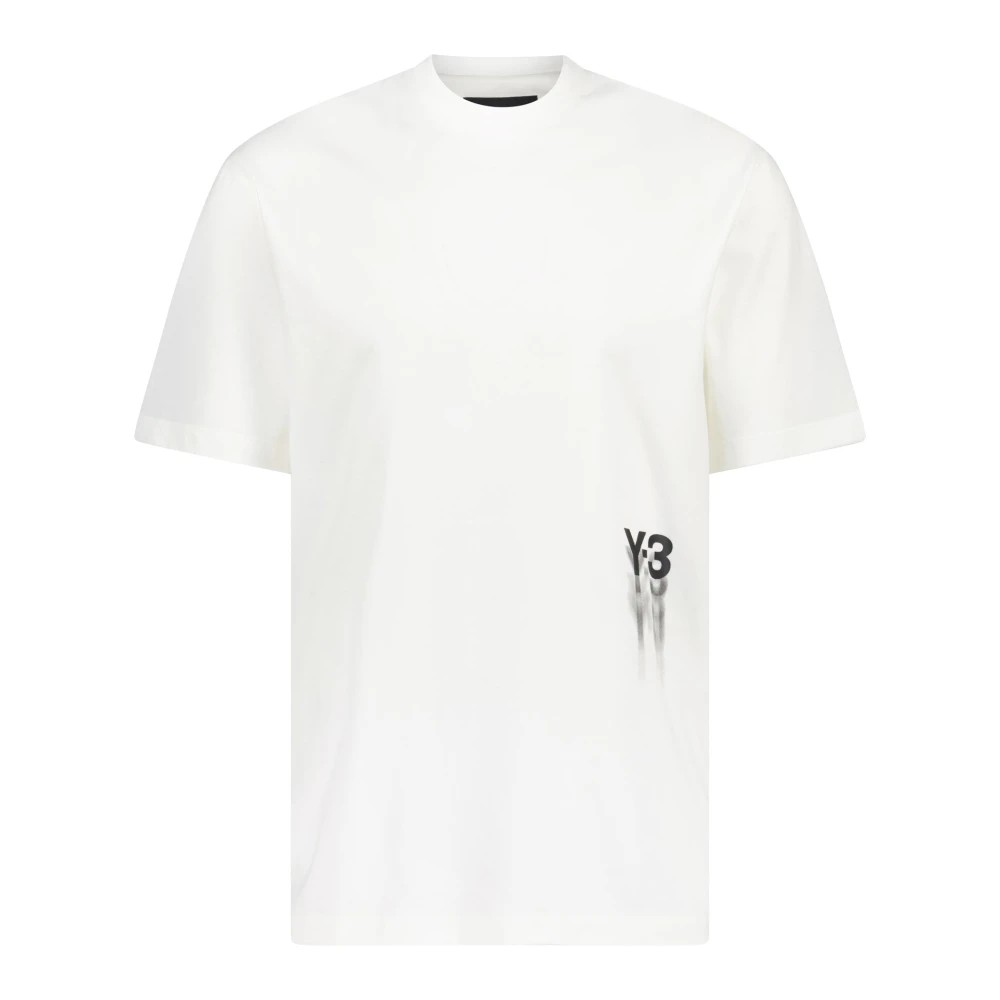 Y-3 Logo Print Bomull T-Shirt White, Herr