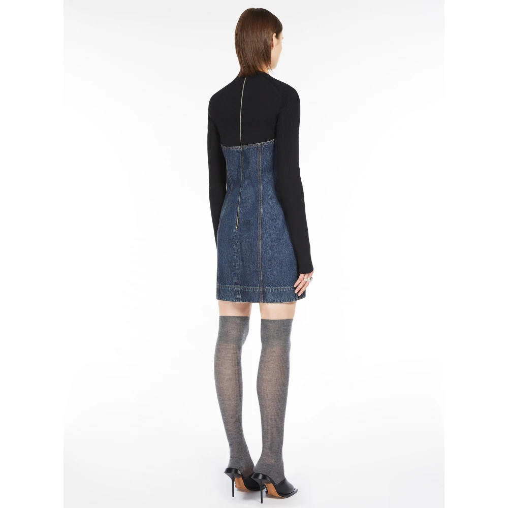 SPORTMAX Blauwe Denim Katoenen Jurk Italië Gemaakt Blue Dames